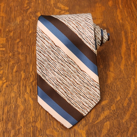 Vintage J. C. Penny Contemporary Blue Brown Tie - Picture 1 of 7